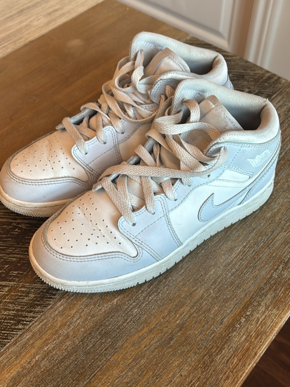 Jordan Kids Light Blue and White High-Top Sneakers